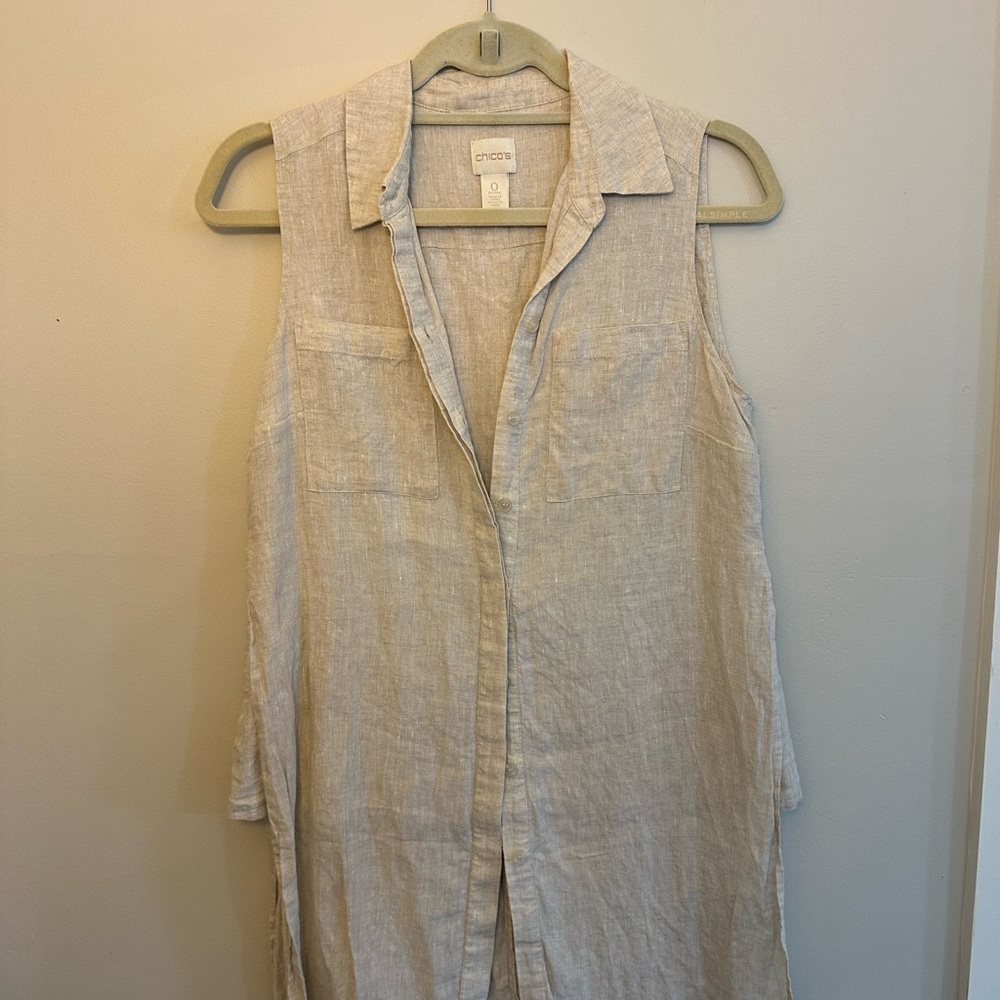 Chicos Beige Linen Sleeveless Top